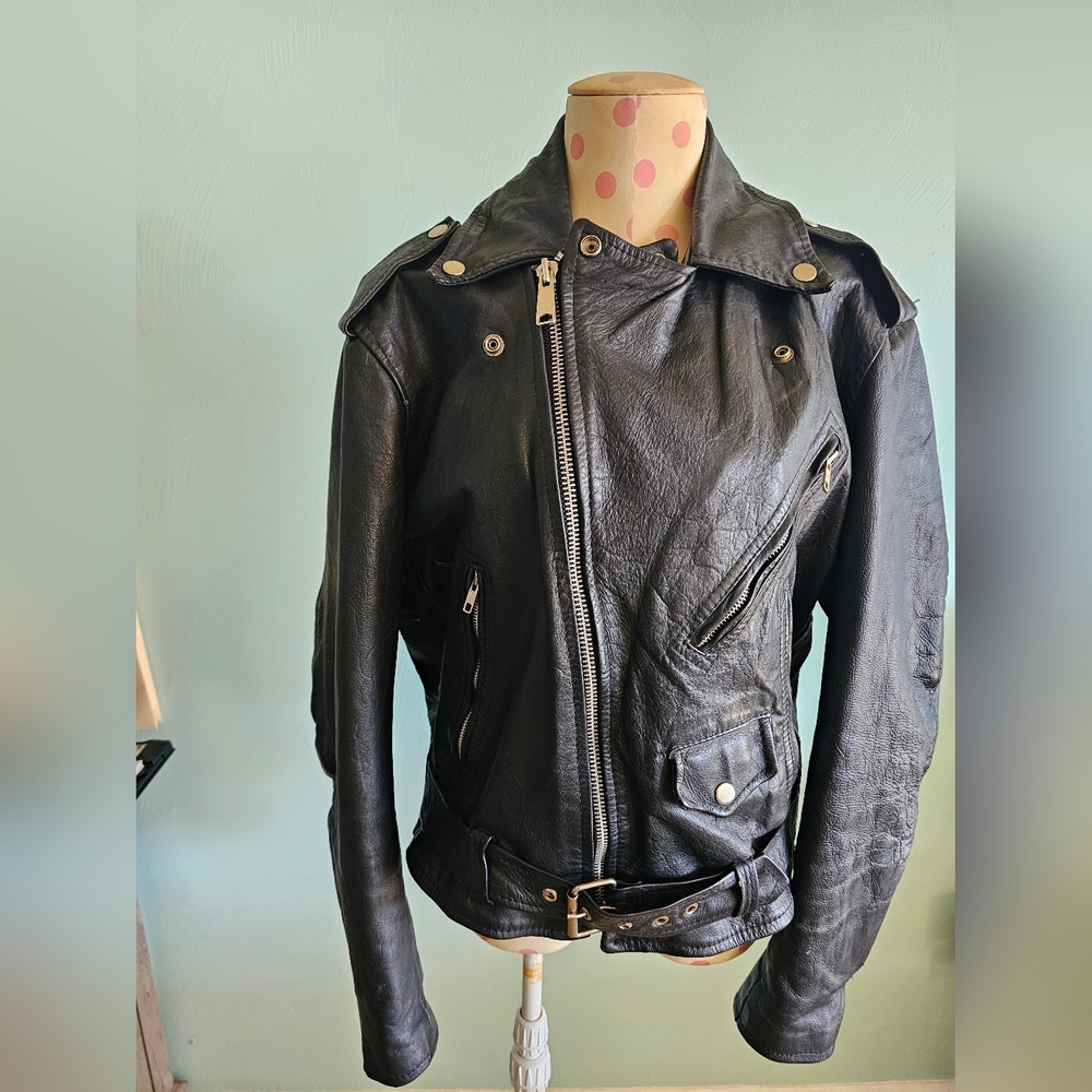 VINTAGE BIKER GINO Women's Leather Motorcycle Jacket